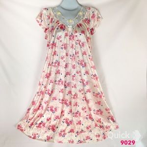 NWT Light Pink Floral Cap Sleeve Satin Nightgown